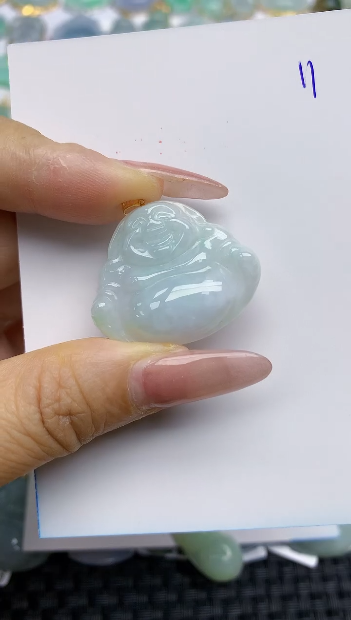 【闪购商品】翡翠颈饰18K金镶嵌天然A货翡翠 11