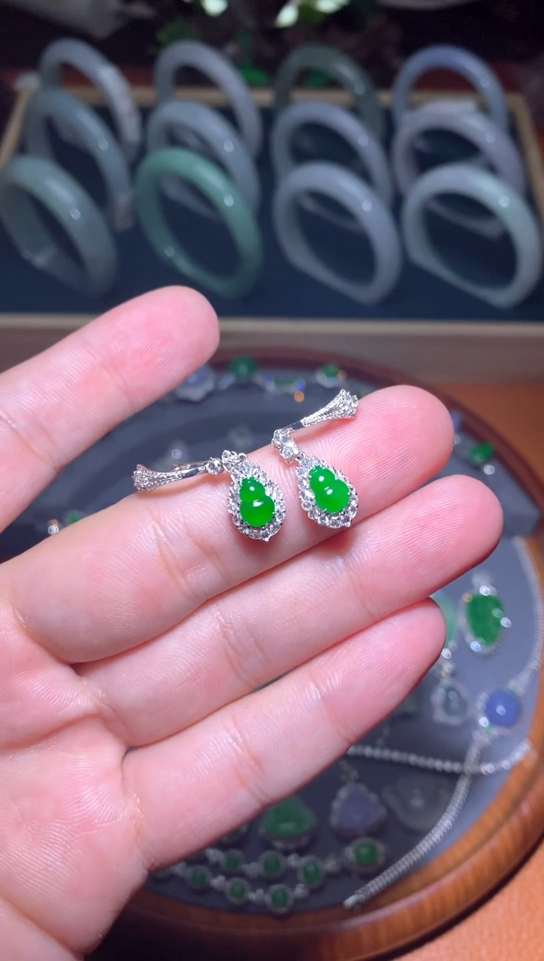 【闪购商品】翡翠耳饰18K金镶嵌/05/耳包