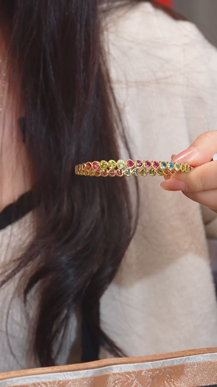 【闪购商品】碧玺手镯18K金镶嵌多样性发@@U9363