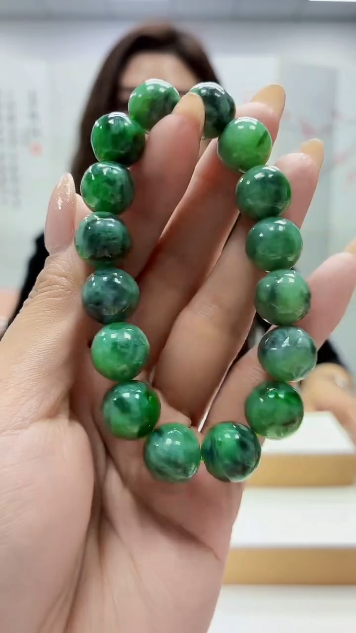 未镶嵌定制翡翠4829MM-毛货手串77