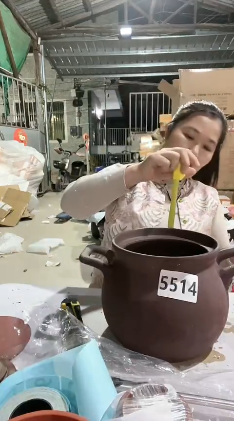 陶瑕疵紫砂大肚锅不带盖5514