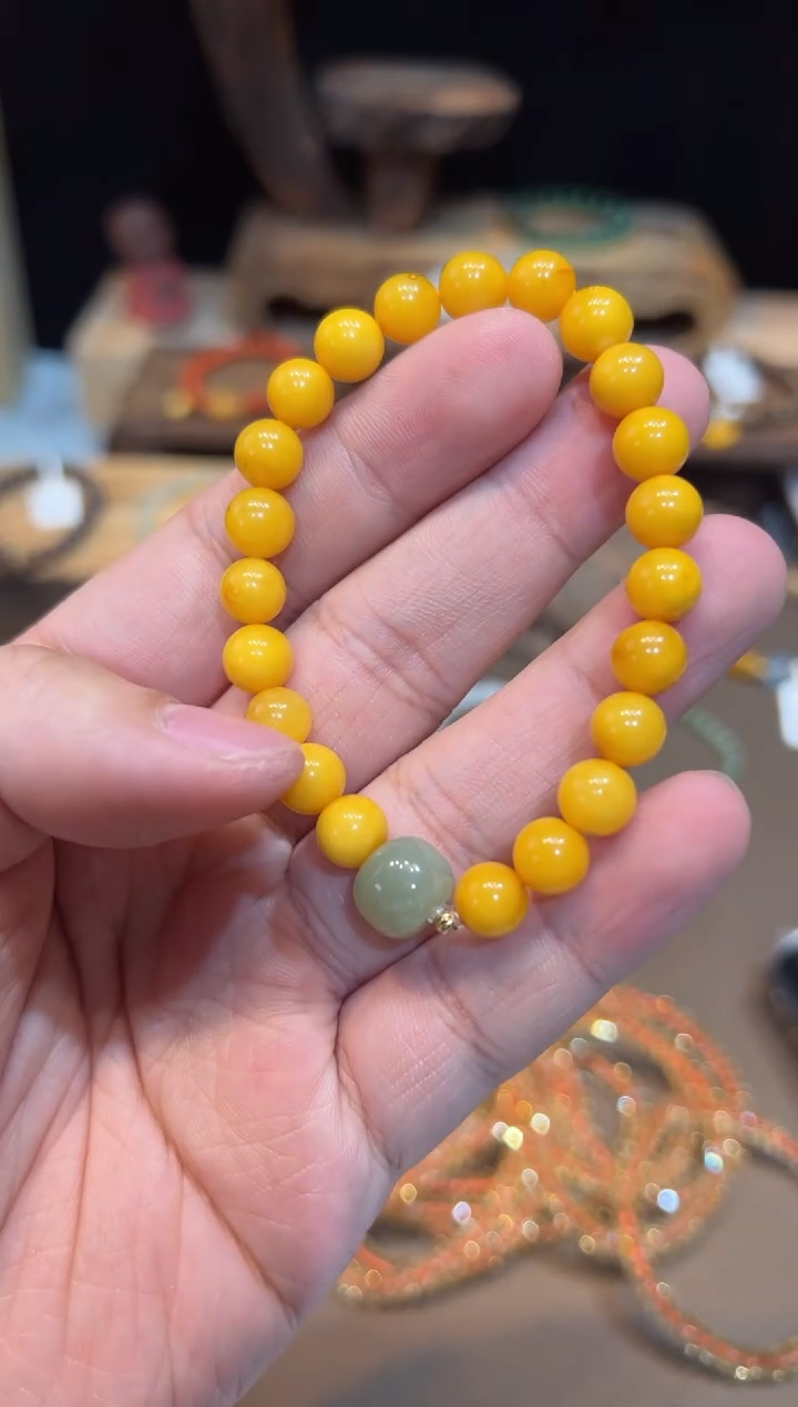 【闪购商品】琥珀手饰18K金镶嵌手饰@@E6094