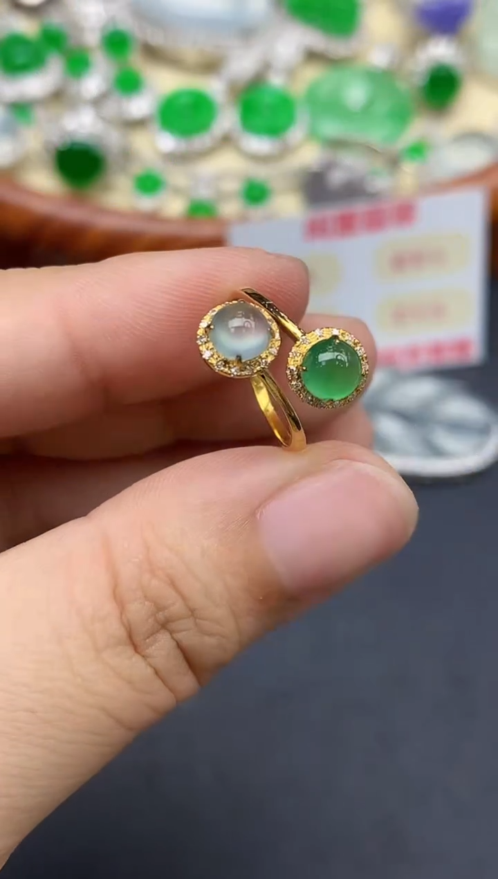 18K金镶嵌戒指翡翠406-中国好珍宝
