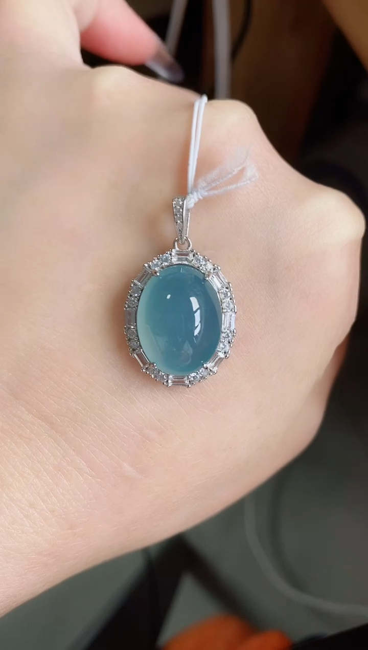 吊坠(赠链)银S925镶嵌翡翠1