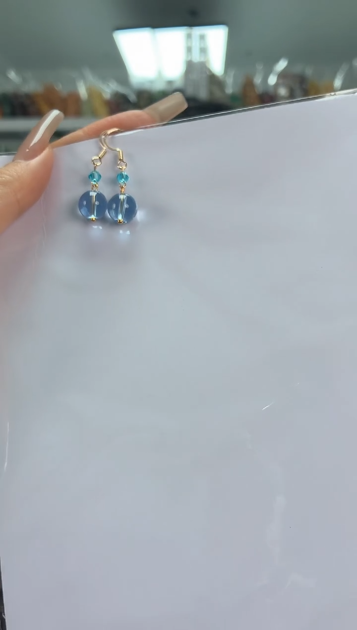 水晶耳饰合金海蓝耳饰DZ1967S38