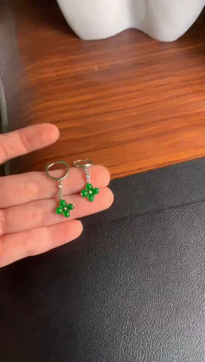 【闪购商品】翡翠耳饰银S925镶嵌翡翠