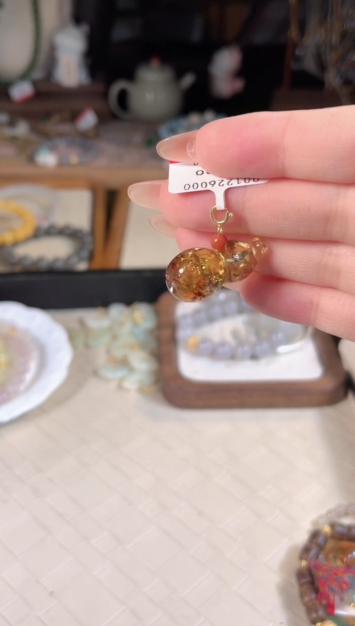 银S925镶嵌吊坠(不含链)琥珀（花珀）多样性发货其一
