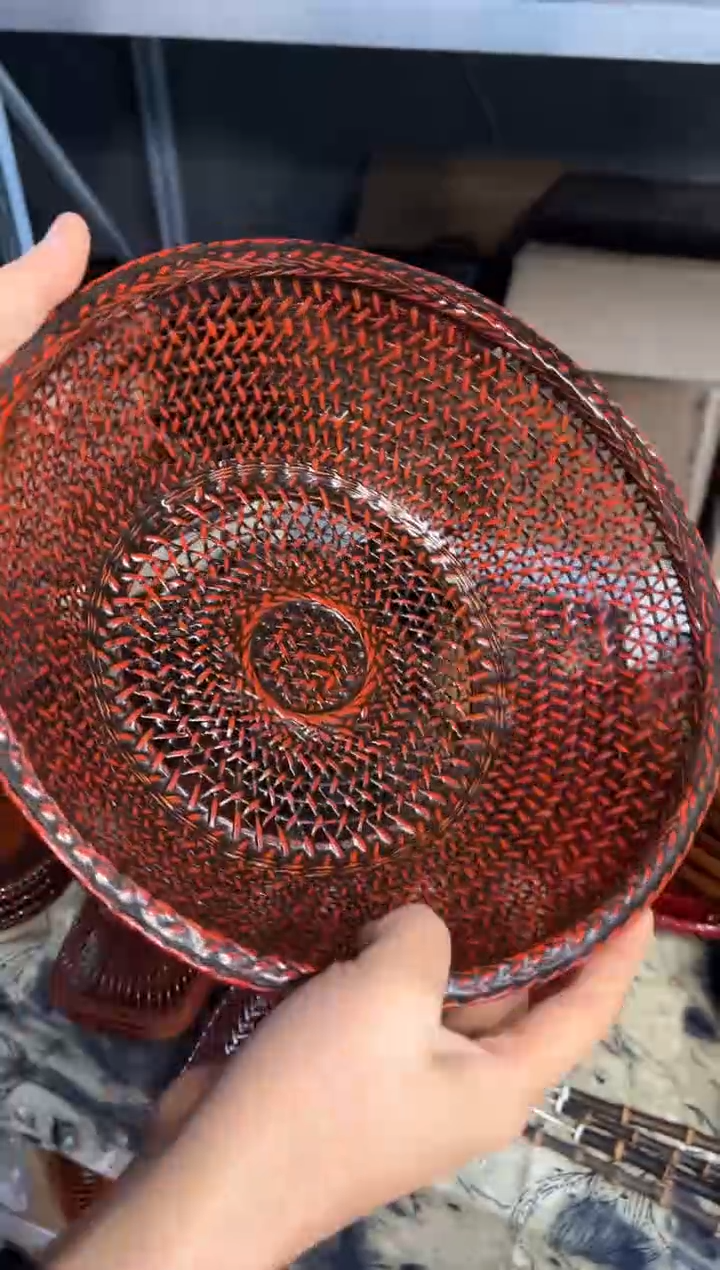 【闪购商品】圆形竹编制直径25cm*10cm收纳筐