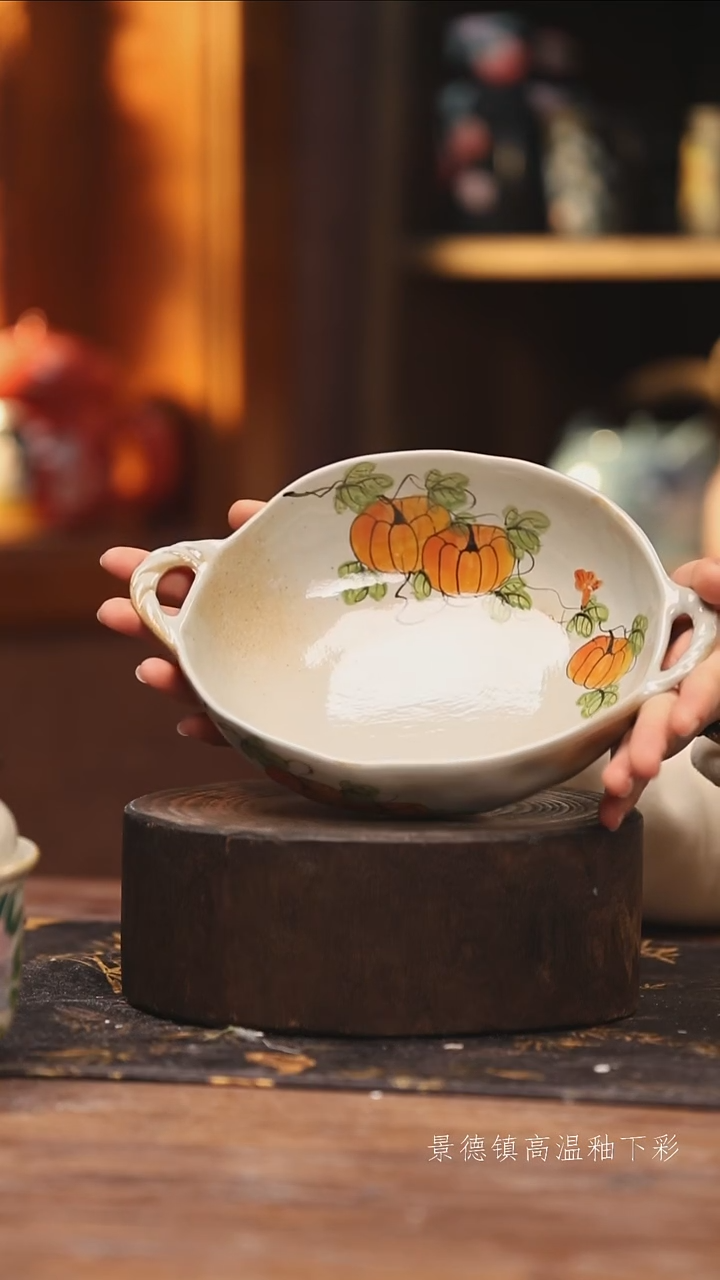 陶瓷景德镇高温釉下手绘陶瓷@L782@