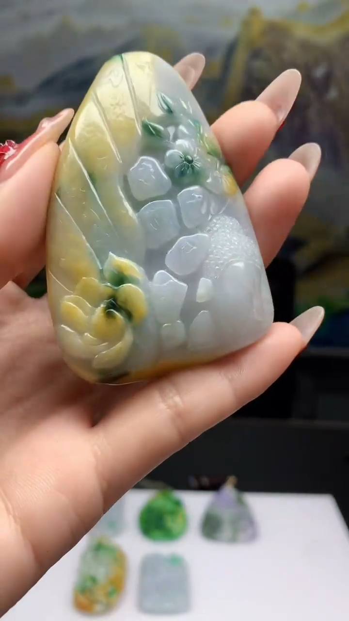 【闪购商品】定制翡翠未镶嵌1064ry-毛货挂件49