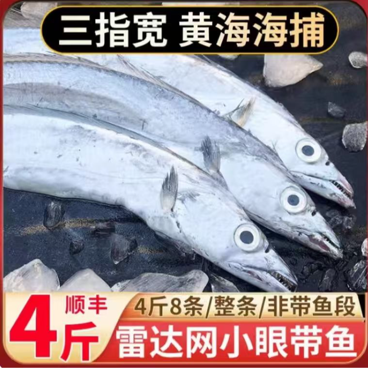 连云港新鲜鲜活整条雷达网小眼东海大带鱼冷冻4斤 非刀鱼带鱼段
