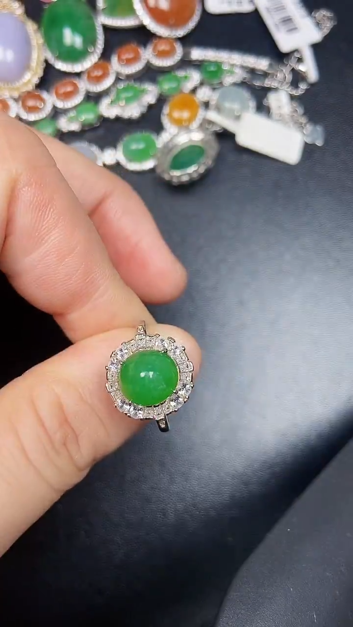 银S925镶嵌戒指翡翠8700