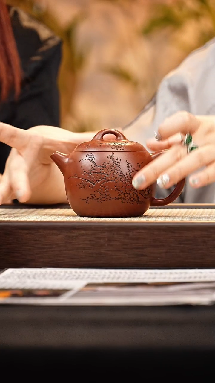 茶壶紫砂QST汉瓦 海棠红