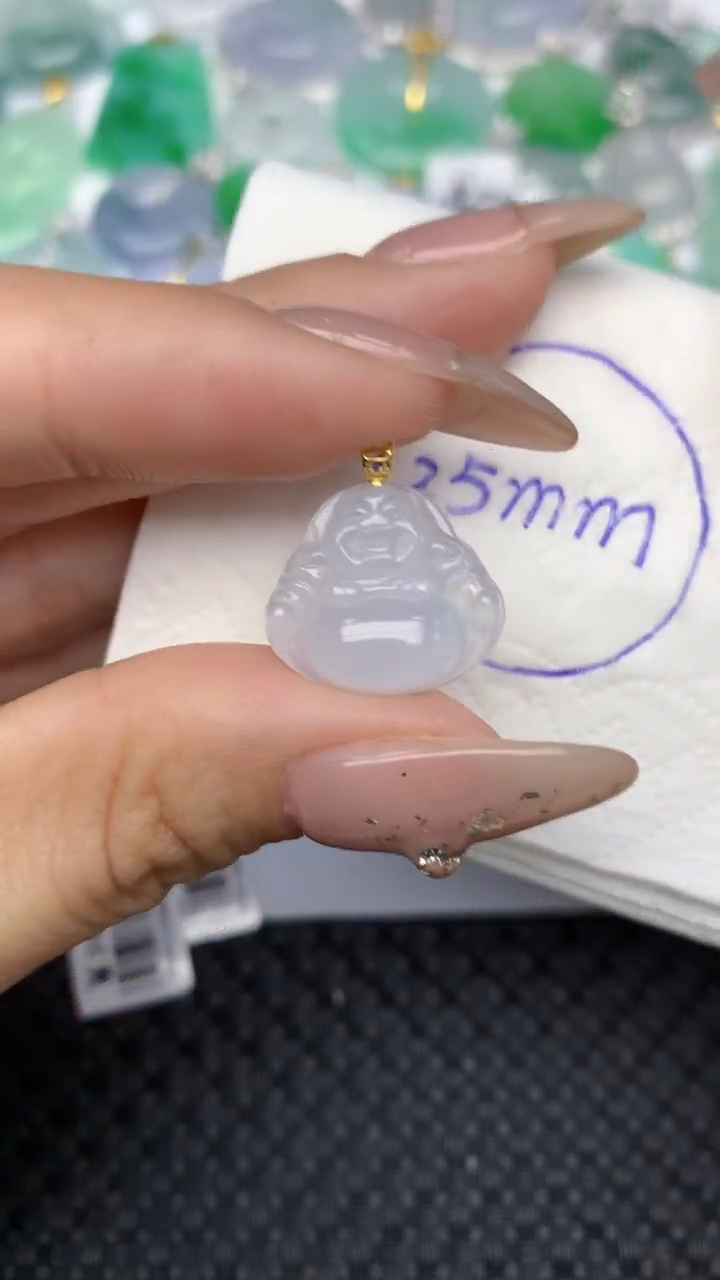 颈饰18K金镶嵌翡翠天然缅甸翡翠a货百元以上9元证书费自理