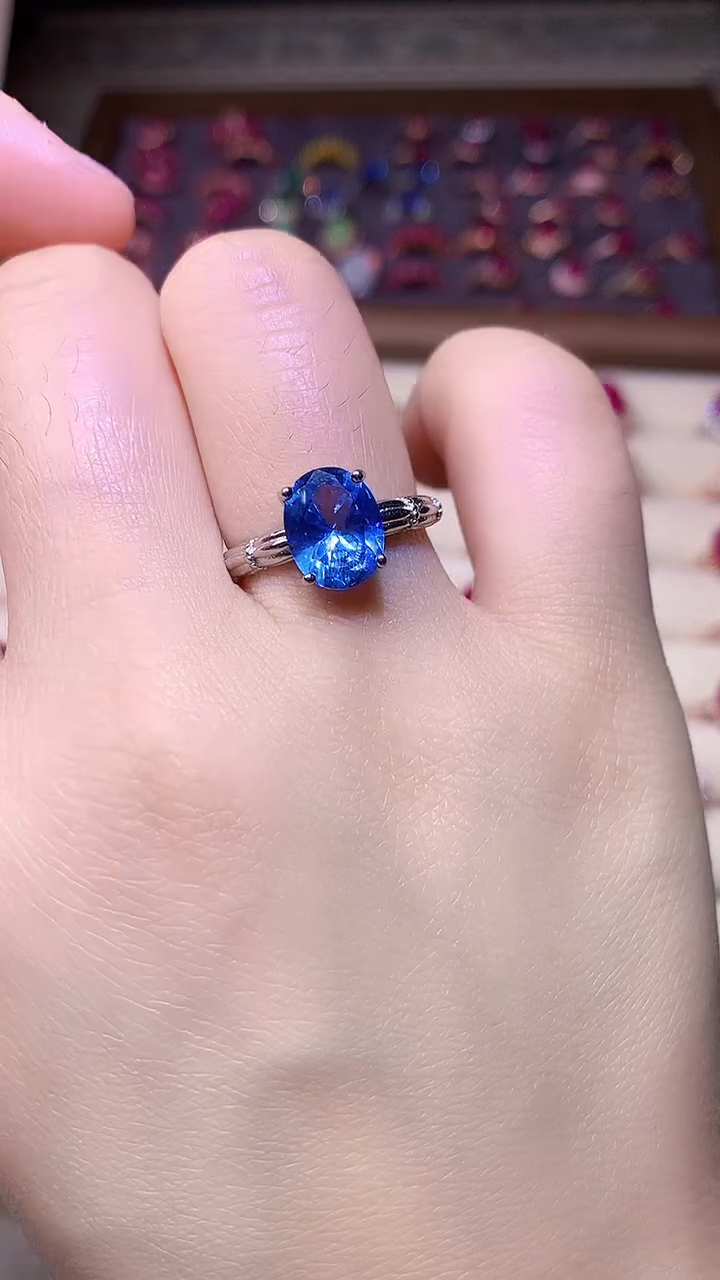 【闪购商品】海蓝宝石戒圈银S925镶嵌00000