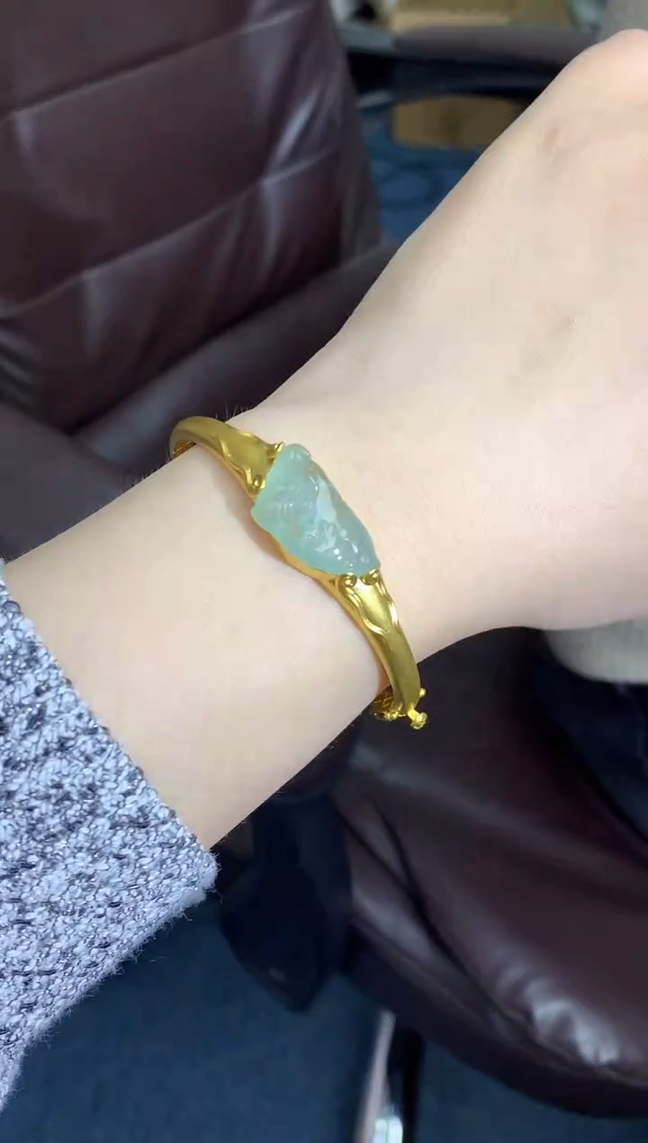 【闪购商品】翡翠手镯18K金镶嵌566-中国好珍宝