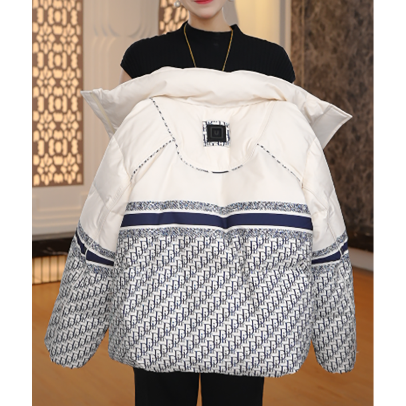 时尚轻奢高级感印花羽绒服2025冬季新款宽松舒适保暖上衣