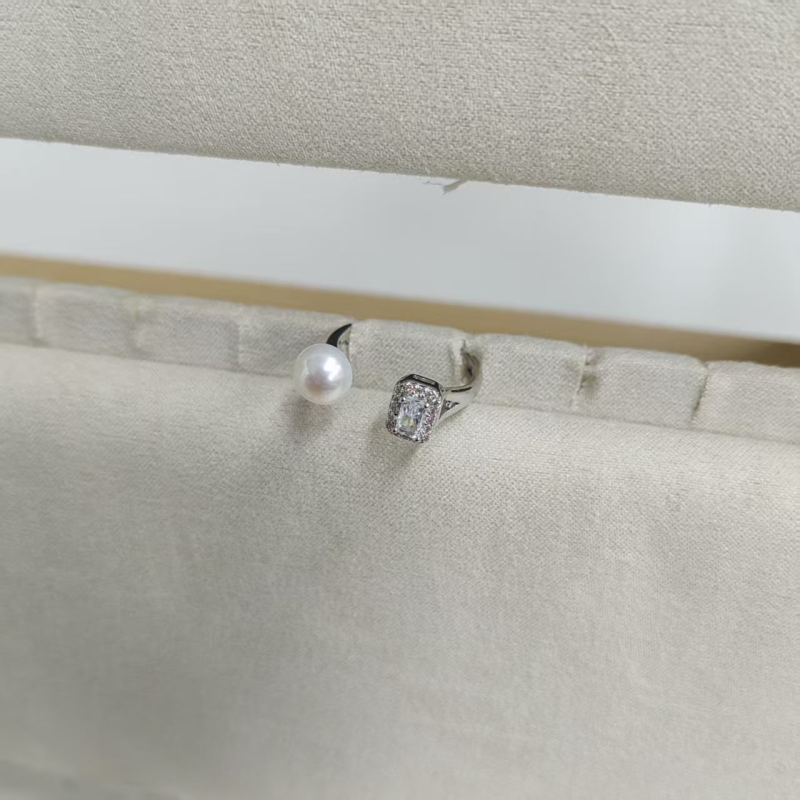 【睿泽鉴宝】淡水无核珍珠方锆戒指 7-8mm V2791