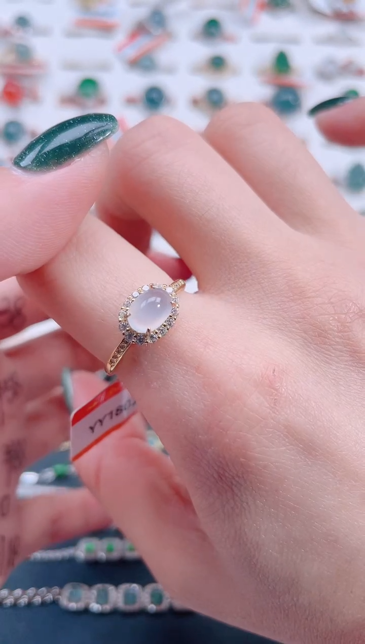 银S925镶嵌戒指翡翠天然翡翠