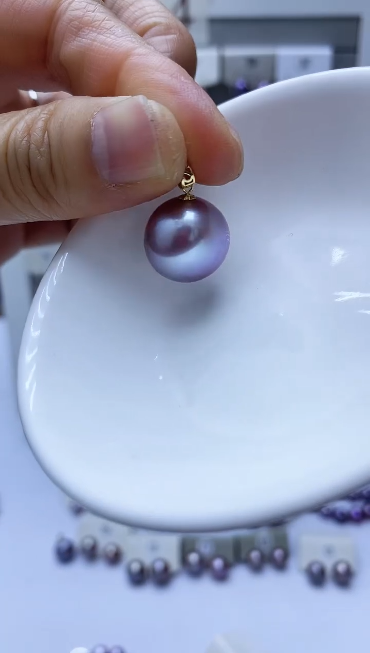 【闪购商品】淡水珍珠耳饰18K金镶嵌吊坠