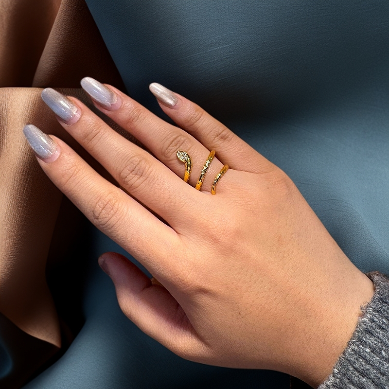 黄铜戒指 蛇形三层 金包了铜