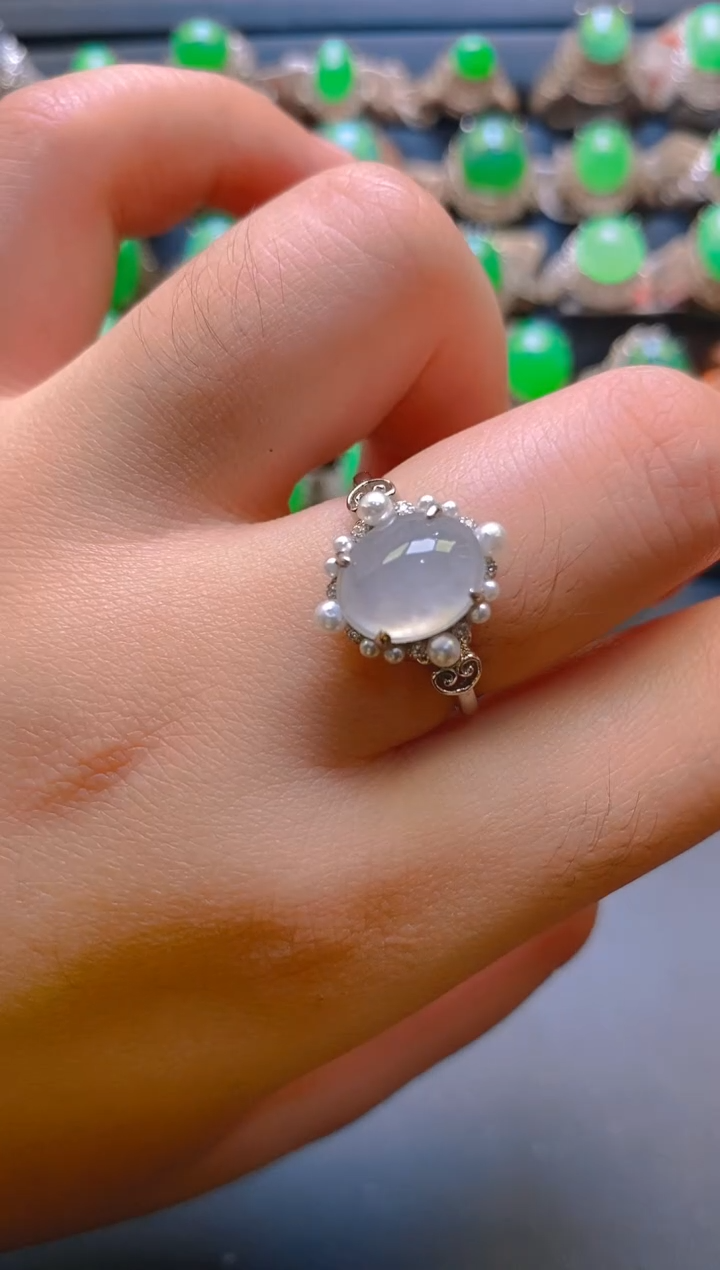 【闪购商品】翡翠耳饰银S925镶嵌天然A货翡翠1