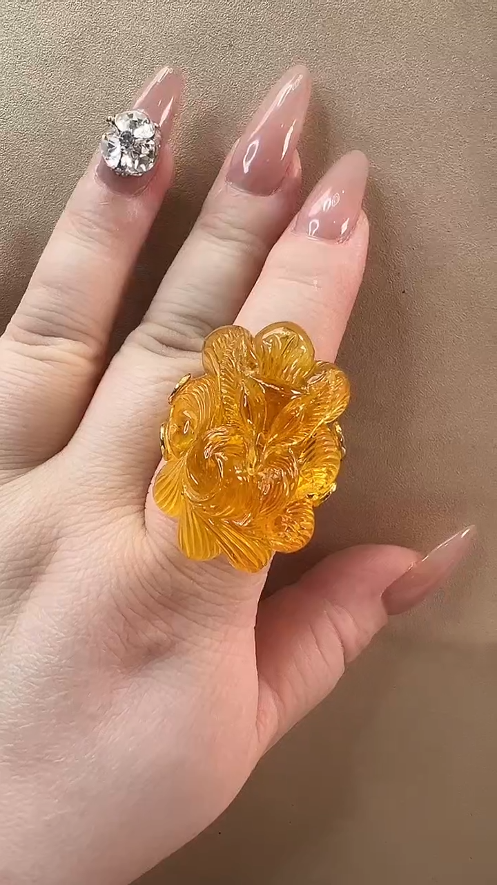 【闪购商品】琥珀戒指银S925镶嵌戒指