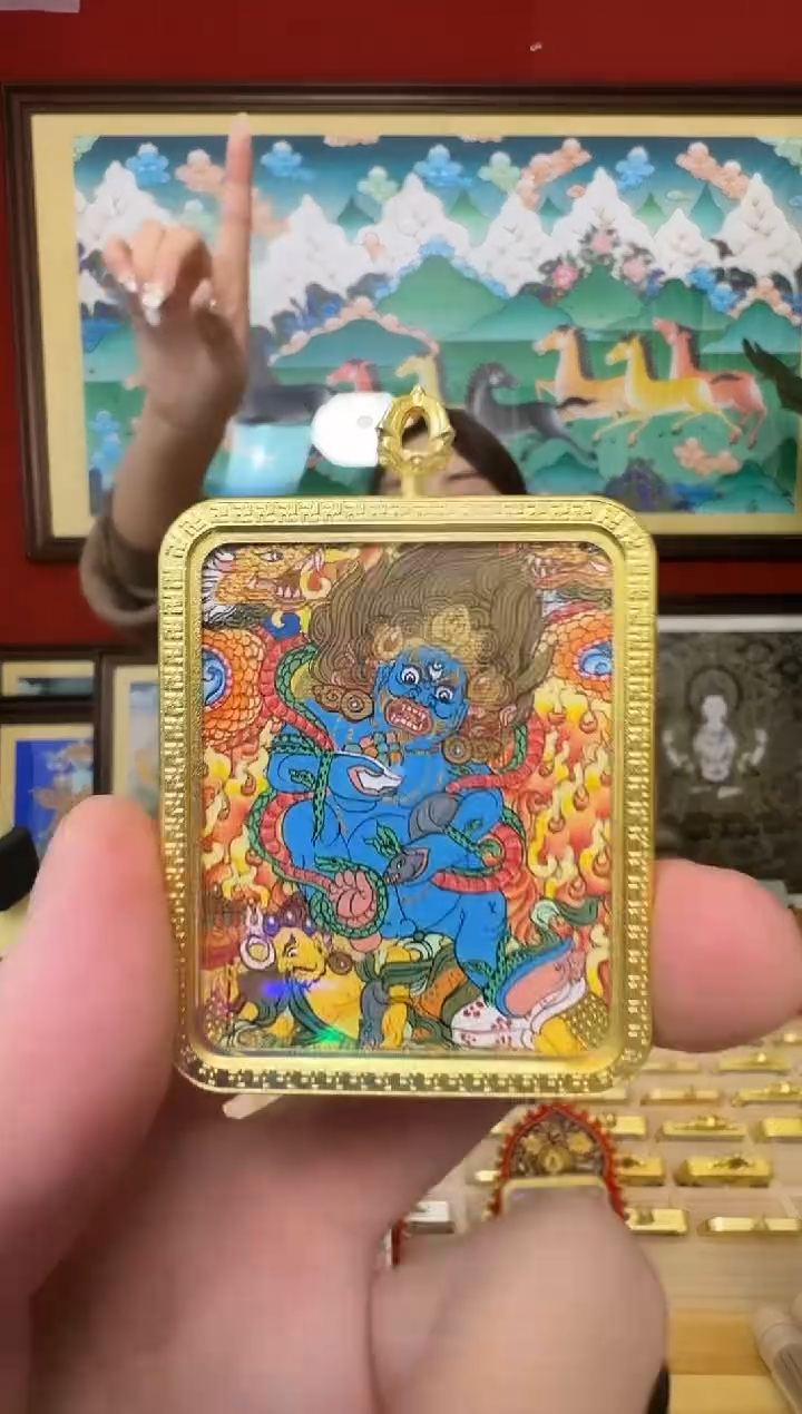 吊坠黑财神-热贡纯手绘周毛