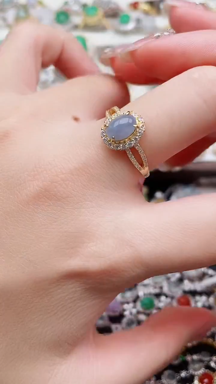 银S925镶嵌戒指翡翠166