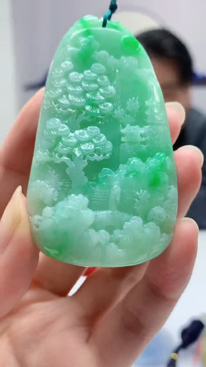 【闪购商品】定制翡翠未镶嵌5060zm-毛货挂件山水42