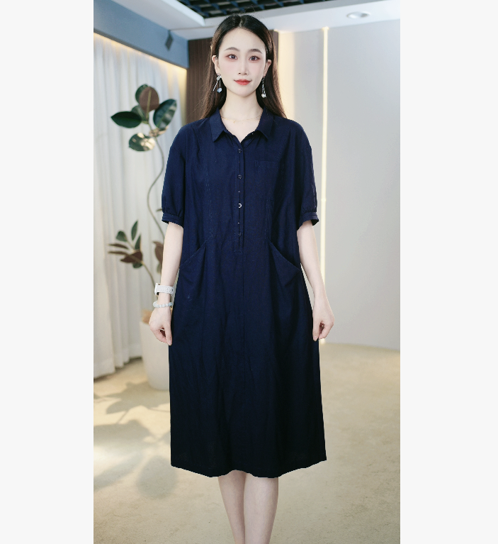  【云栖定制】B231-1大码连衣裙女2025新款时尚遮肉显瘦休闲复古