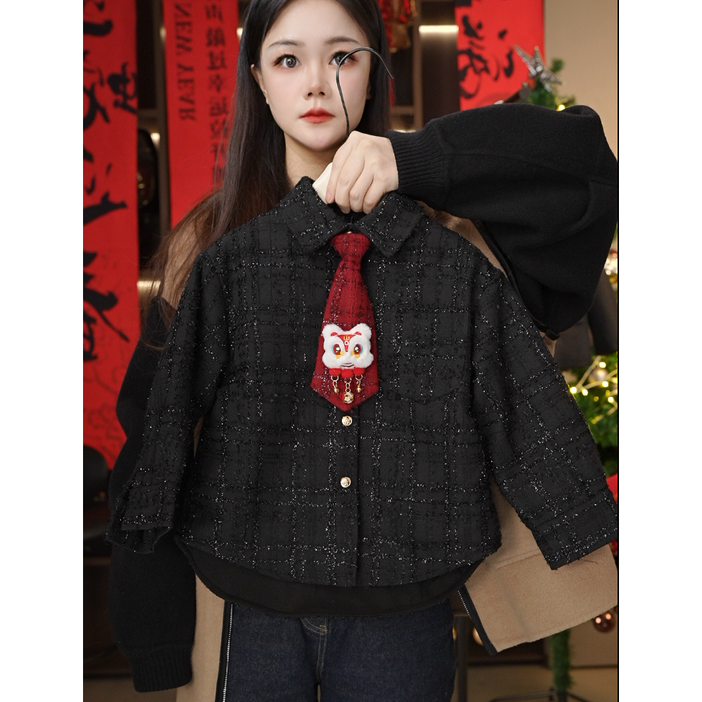 【今今大清仓】儿童小香风亮片翻领外套经典百搭款设计师系列10987