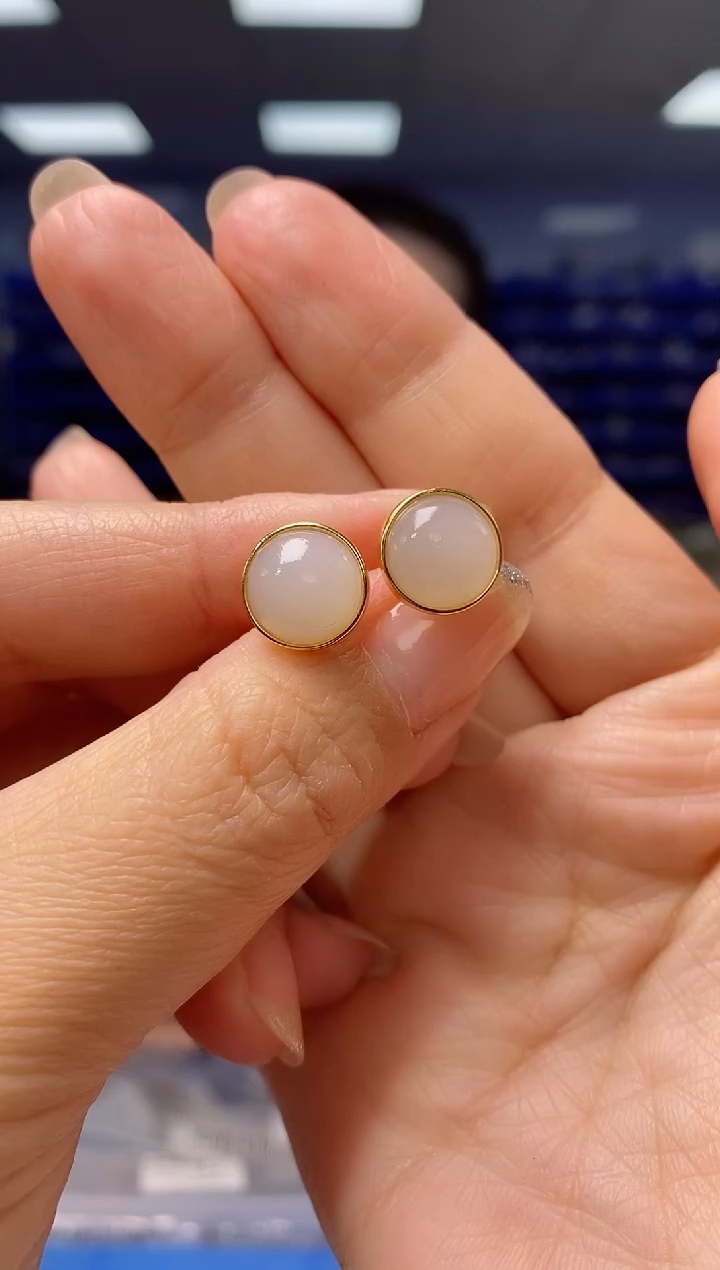 【闪购商品】和田玉耳饰银S925镶嵌EZ4502