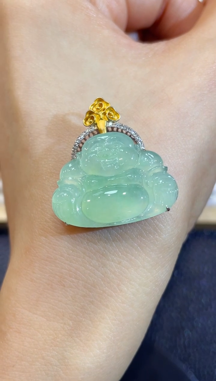 吊坠(不含链)18K金镶嵌翡翠团购41