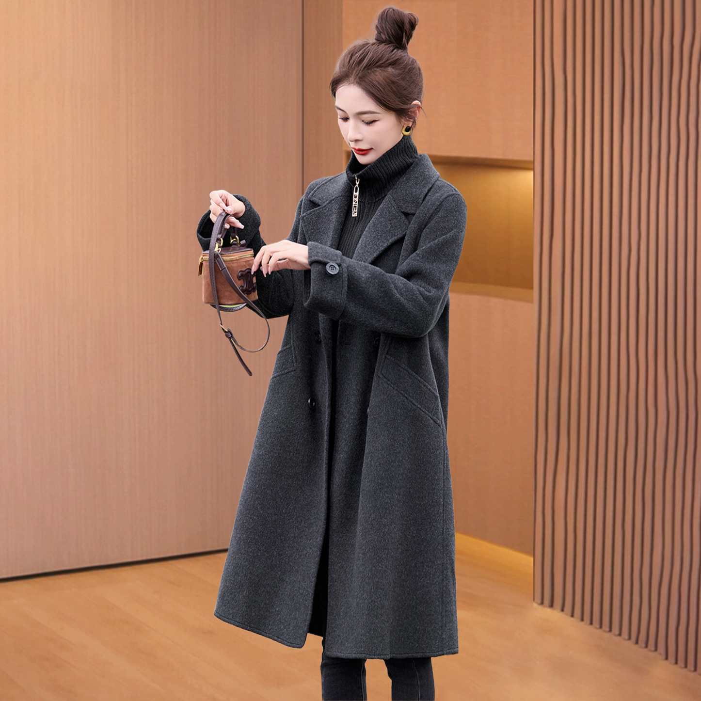 【莫瑞】双面羊毛大衣女秋冬2025新款流行加厚高级感中长款毛呢外套
