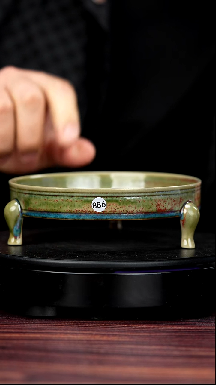盖碗瓷886#李盼龙一级品原矿钧瓷三足洗