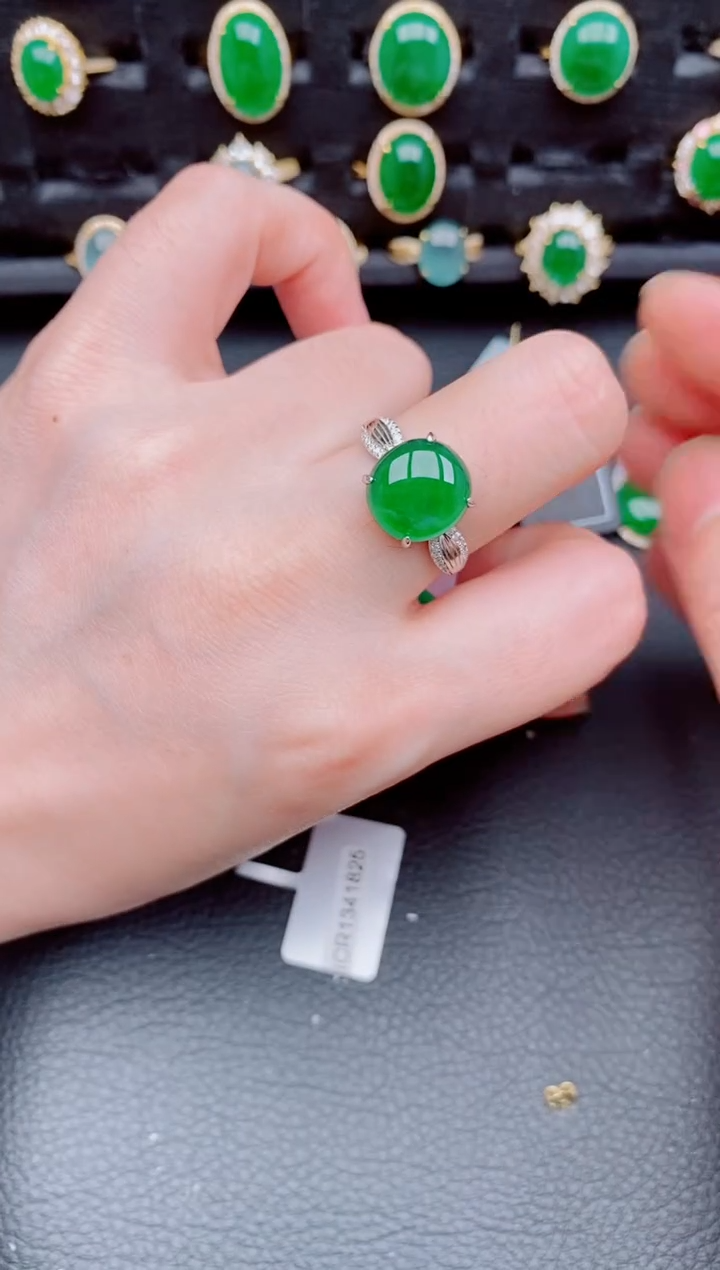 【闪购商品】翡翠戒指银S925镶嵌天然a货翡翠469