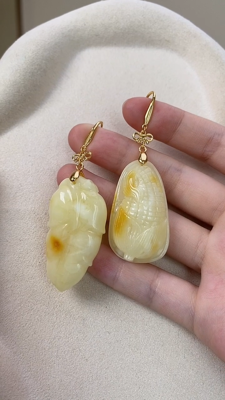 琥珀未镶嵌耳饰耳环