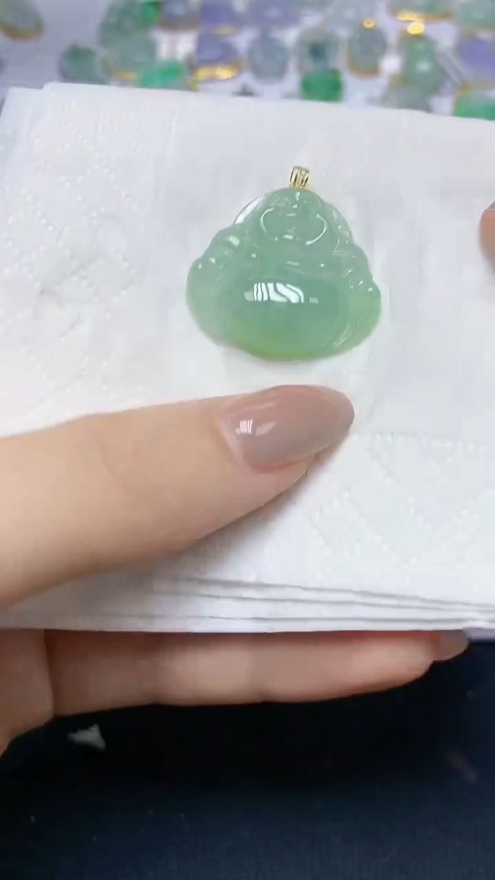 翡翠18K金镶嵌颈饰天然缅甸A货翡翠