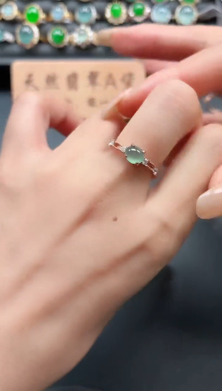 银S925镶嵌戒指翡翠111