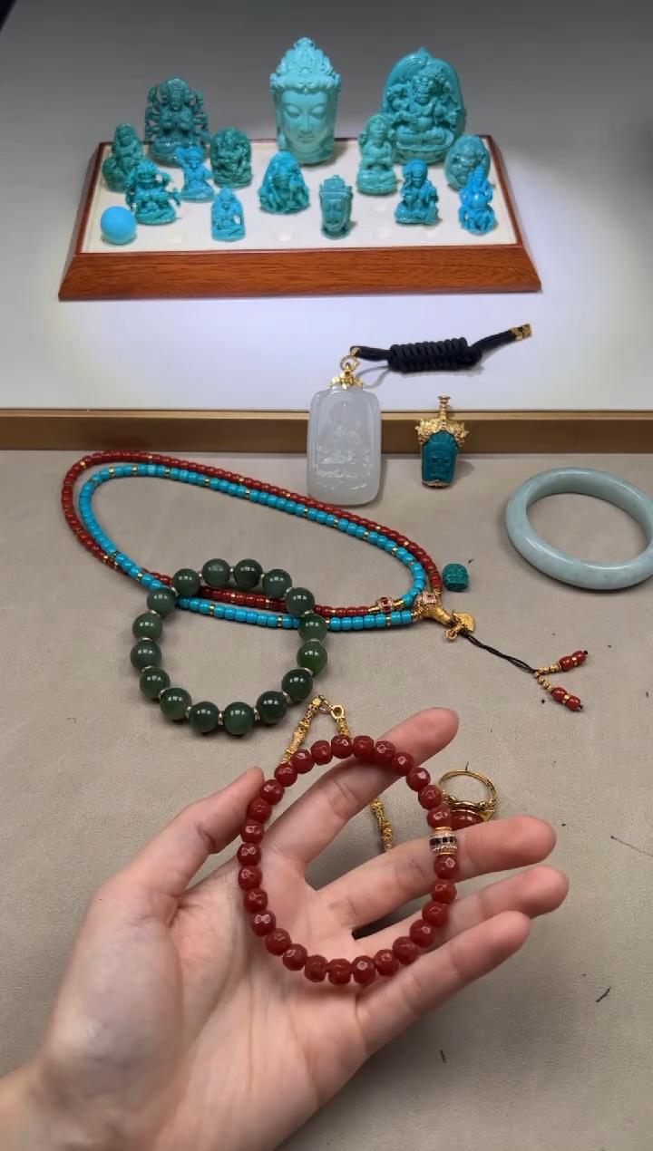 【闪购商品】南红玛瑙手串手串18K金镶嵌手串手串