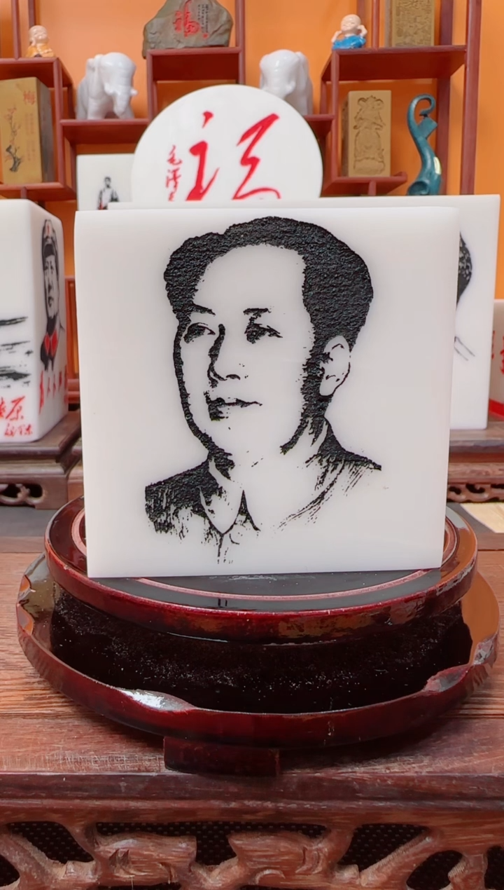 石材9×9×9精品汉白玉摆件带底座