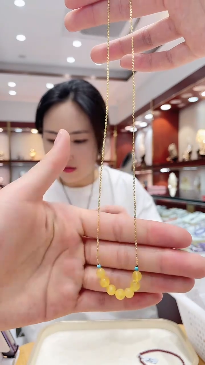 【闪购商品】蜜蜡颈饰未镶嵌微笑链19.9