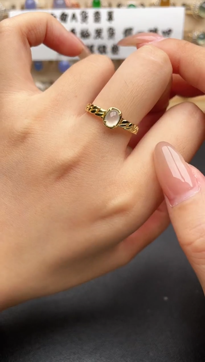 银S925镶嵌戒指翡翠一物一证一礼盒