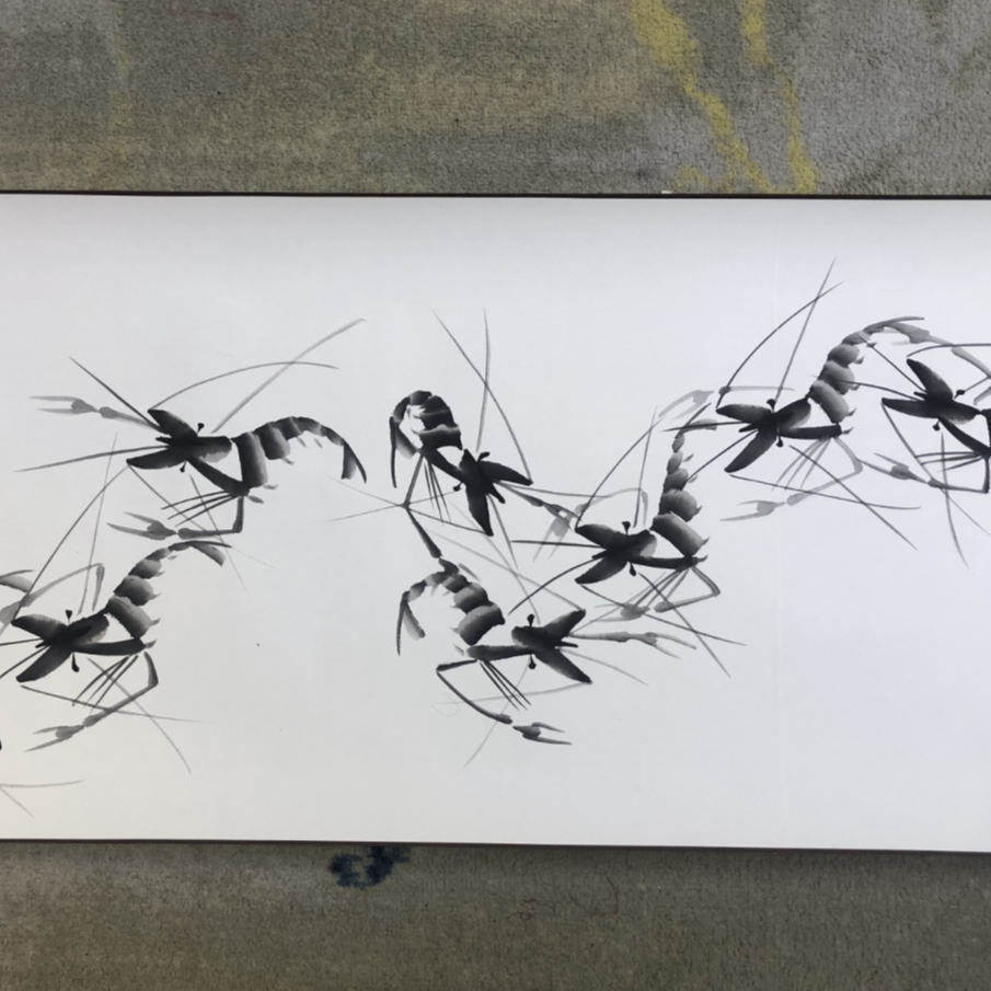 石联海作品   百虾图 十米长卷