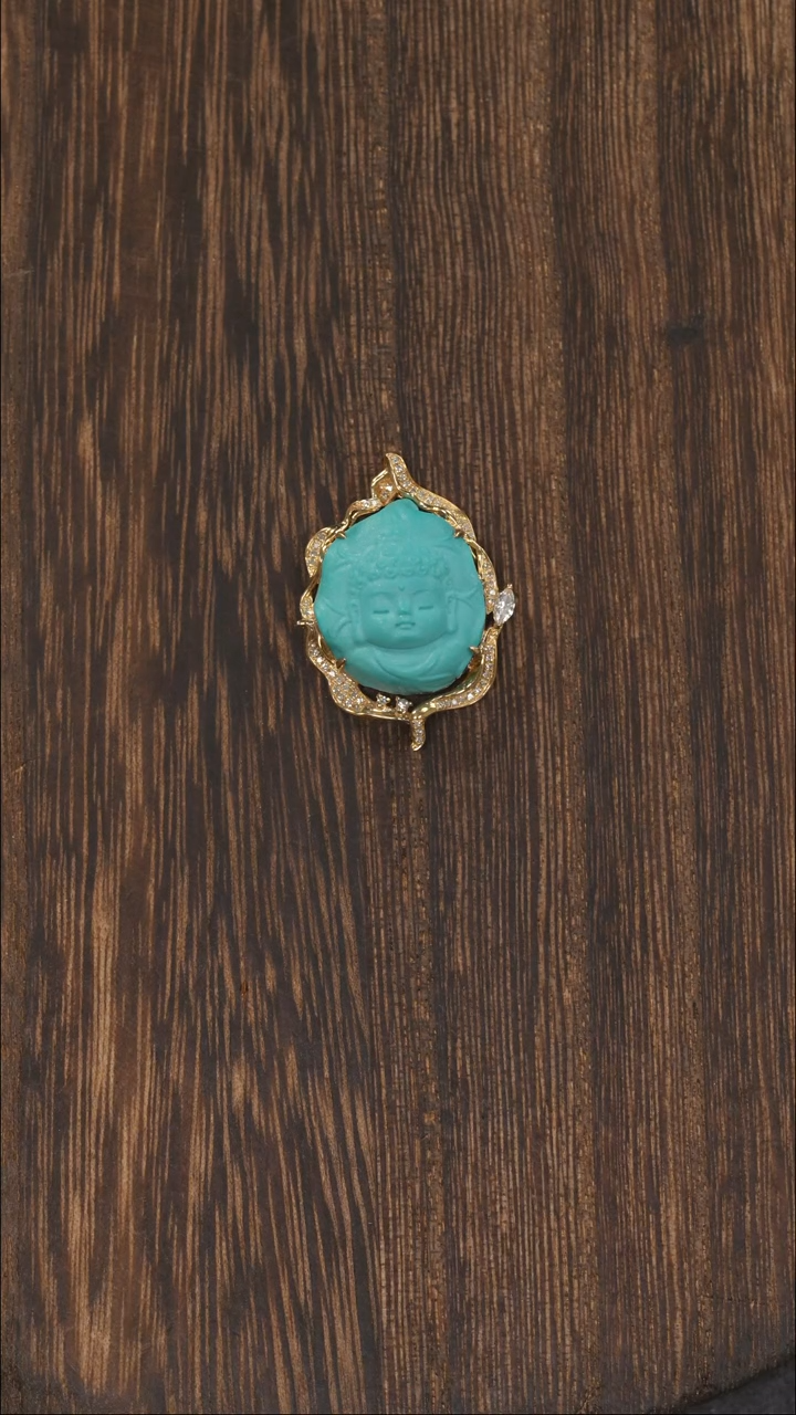 【闪购商品】绿松石挂饰18K金镶嵌11