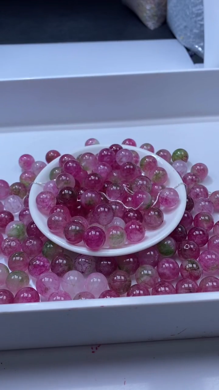 颈饰未镶嵌水晶W3014西瓜碧玺14mm*3颗