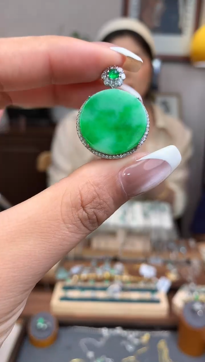 翡翠银S925镶嵌吊坠(不含链)吊坠