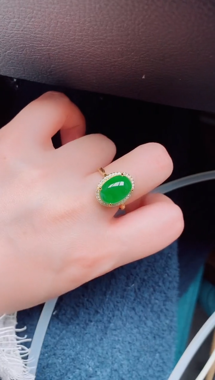 【闪购商品】翡翠戒指银S925镶嵌天然a货翡翠192