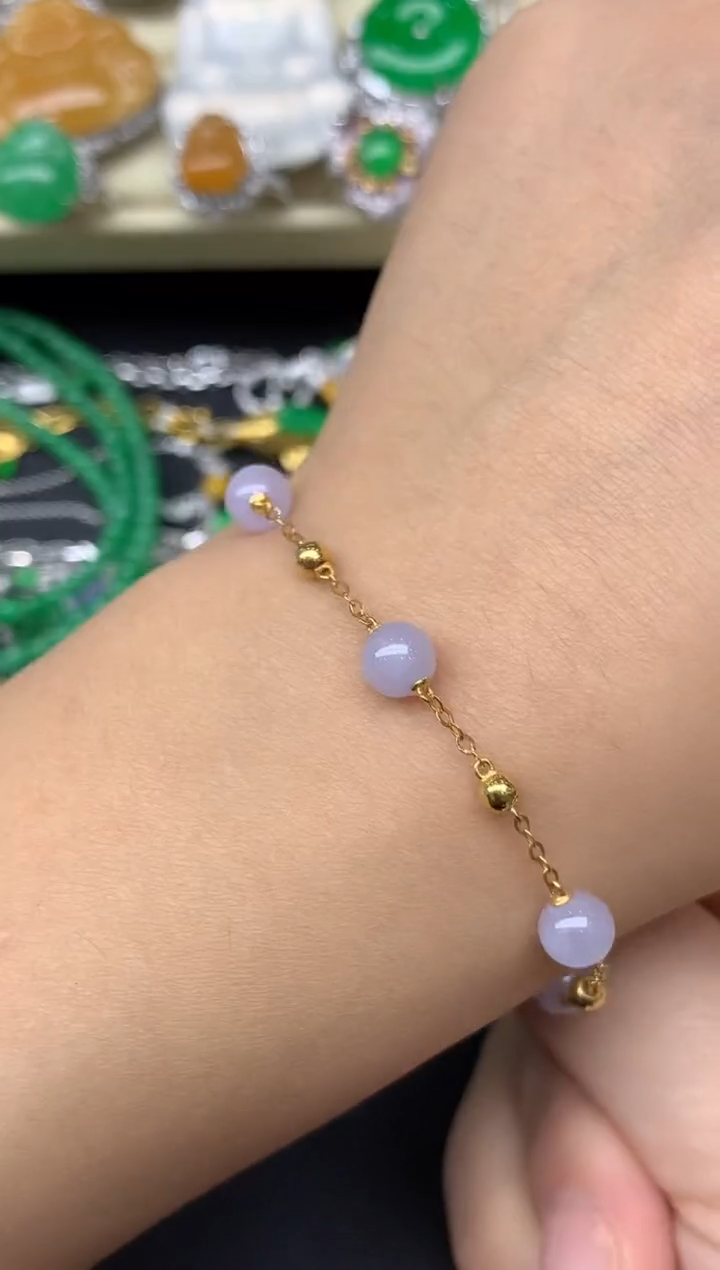 18K金镶嵌手串翡翠200-雪姐翡翠天天见